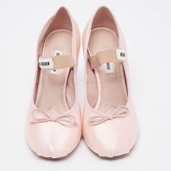 Miu Miu Pink Satin Logo Band Ballerina Pumps Size 37