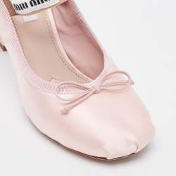 Miu Miu Pink Satin Logo Band Ballerina Pumps Size 37