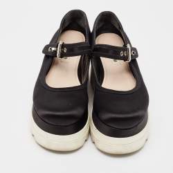 Miu Miu Black Satin Mary Jane Platform Sneakers Size 36