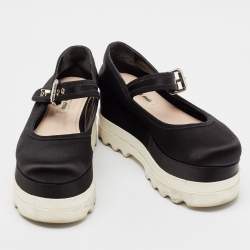 Miu Miu Black Satin Mary Jane Platform Sneakers Size 36