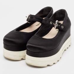 Miu Miu Black Satin Mary Jane Platform Sneakers Size 36