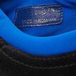 Miu Miu Black/Blue Suede and Fabric Crystal Cap Toe Low Top Sneakers Size 37.5