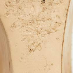 Miu Miu Brown/Cream Python Embossed Leather Platform Wedge Sandals Size 38