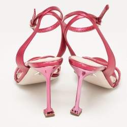 Miu Miu Metallic Rose Leather Ankle Strap Sandals Size 38
