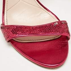 Miu Miu Metallic Rose Leather Ankle Strap Sandals Size 38