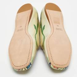 Miu Miu Green Cat Print Patent Leather Ballet Flats Size 36
