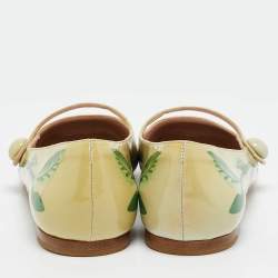 Miu Miu Green Cat Print Patent Leather Ballet Flats Size 36