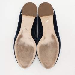 Miu Miu Blue Embroidered Velvet Crystal Embellished Smoking Slippers Size 37