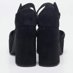 Miu Miu Black Suede Platform Mary Janes Pumps Size 37.5