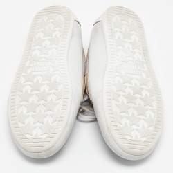 Miu Miu White Distressed Leather Bow Slip On Boat Shoes Size 36.5