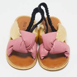 Miu Miu Multicolor Leather Knotted Flat Slingback Sandals Size 41