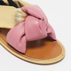 Miu Miu Multicolor Leather Knotted Flat Slingback Sandals Size 41