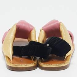 Miu Miu Multicolor Leather Knotted Flat Slingback Sandals Size 41