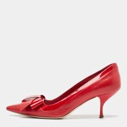 Miu Miu Red Patent and Leather Bow Pumps Size 39