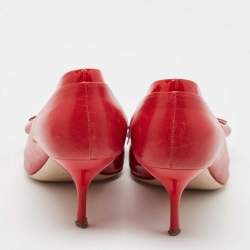 Miu Miu Red Patent and Leather Bow Pumps Size 39