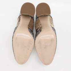 Miu Miu Multicolor Glitter and Python Leather Block Heel Pumps Size 40