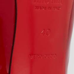 Miu Miu Red Patent Leather Bow Round Toe Pumps Size 40