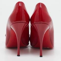 Miu Miu Red Patent Leather Bow Round Toe Pumps Size 40