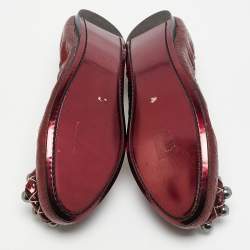 Miu Miu Burgundy Texture Leather Scrunch Ballet Flats Size 40