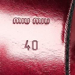 Miu Miu Burgundy Texture Leather Scrunch Ballet Flats Size 40