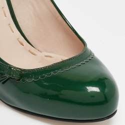 مملوكة مسبقًا Miu Miu Green Patent Leather Platform Pumps Size 41