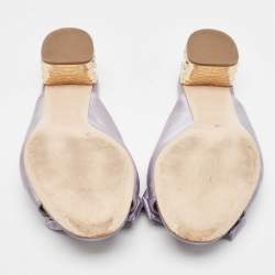 مملوكة مسبقًا Miu Miu Purple Satin Bow  Crystal Heel Sandals Size 41