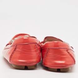 Miu Miu Red Patent Leather Crystal Embellished Smoking Slippers Size 37