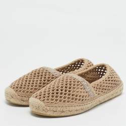 Miu Miu Beige Fishnet Espadrille Flats Size 39