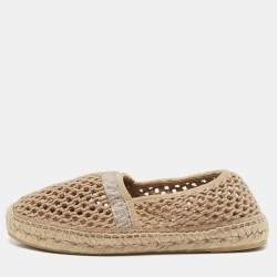 Miu Miu Beige Fishnet Espadrille Flats Size 39