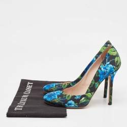 Miu Miu Multicolor Flower Pint Satin Round Toe Pumps Size 37.5