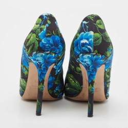 Miu Miu Multicolor Flower Pint Satin Round Toe Pumps Size 37.5