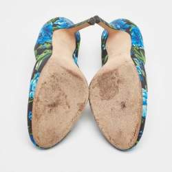 Miu Miu Multicolor Flower Pint Satin Round Toe Pumps Size 37.5