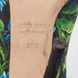 Miu Miu Multicolor Flower Pint Satin Round Toe Pumps Size 37.5