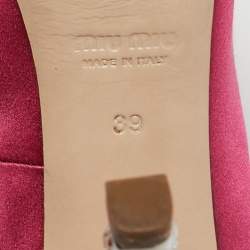 Miu Miu Pink Satin Jewel Embellished Peep Toe Pumps Size 39