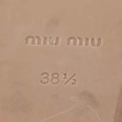 Miu Miu Nude Pink Satin Crystal Embellished Wedge Platform Slide Sandals Size 38.5