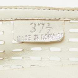 Miu Miu White Perforated Leather Metal Cap Toe Slip On Sneakers Size 37.5