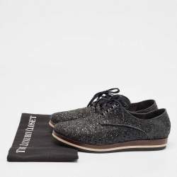 Miu Miu Black Glitter Lace Up Sneakers Size 39