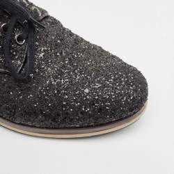 Miu Miu Black Glitter Lace Up Sneakers Size 39