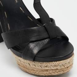 Miu Miu Black Leather Platform Ankle Strap Sandals Size 38.5