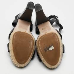 Miu Miu Black Leather Platform Ankle Strap Sandals Size 38.5