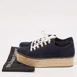 Miu Miu Navy Blue Suede Espadrille Platform Espadrille Sneakers Size 39