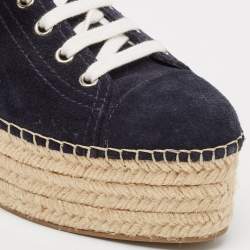 Miu Miu Navy Blue Suede Espadrille Platform Espadrille Sneakers Size 39
