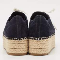 Miu Miu Navy Blue Suede Espadrille Platform Espadrille Sneakers Size 39