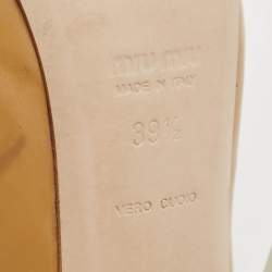 Miu Miu Beige Patent Leather Peep Toe Platform Pumps Size 39.5