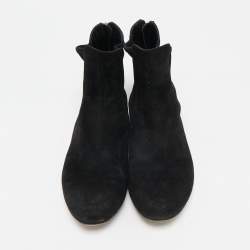 Miu Miu Black Suede Embellished Ankle Boots Size 38