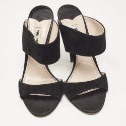 Miu Miu Black Suede Banded Sandals Size 38.5