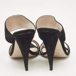 Miu Miu Black Suede Banded Sandals Size 38.5