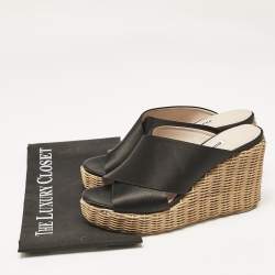 Miu Miu Black Satin Wedge Sandals Size 37.5