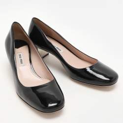 Miu Miu Black Patent Leather Embellished Pumps Size 36.5