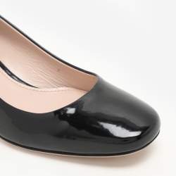 Miu Miu Black Patent Leather Embellished Pumps Size 36.5